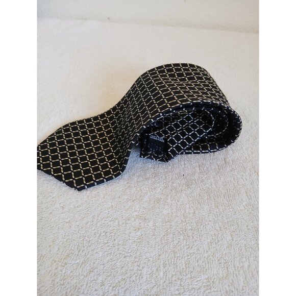 Impermeable Bu Weatherproof Men’s Necktie Tie Black Geometric Squares Office - Picture 2 of 9